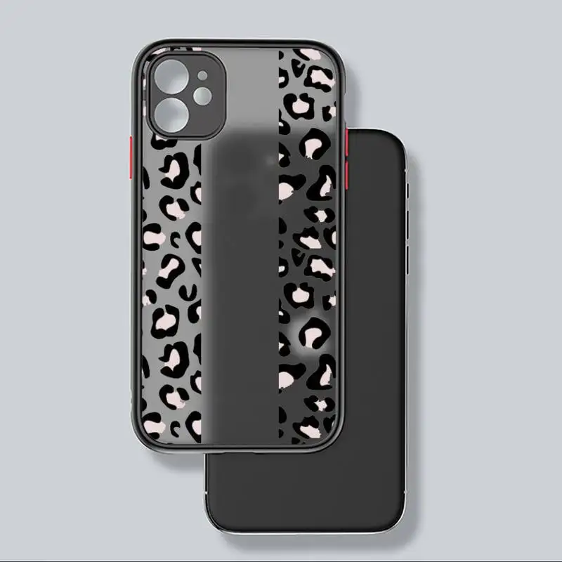 

Leopard Print Colorful Phone Case Matte Transparent for iPhone 7 8 11 12 s mini pro X XS XR MAX Plus coque