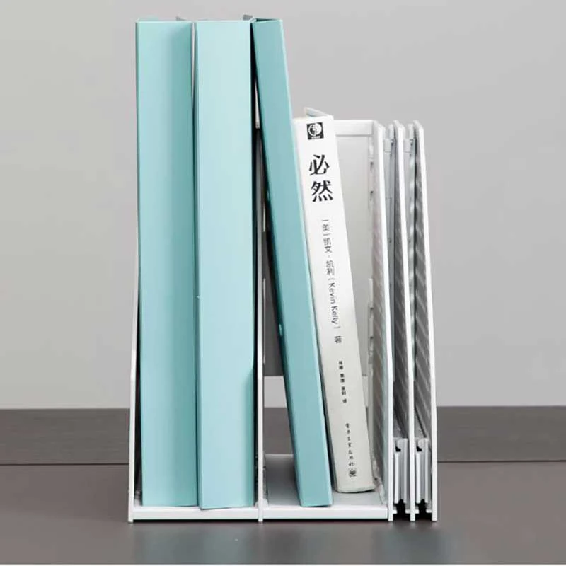 Пластиковая серая корзина для хранения книг с 4 ячейками вертикальный органайзер