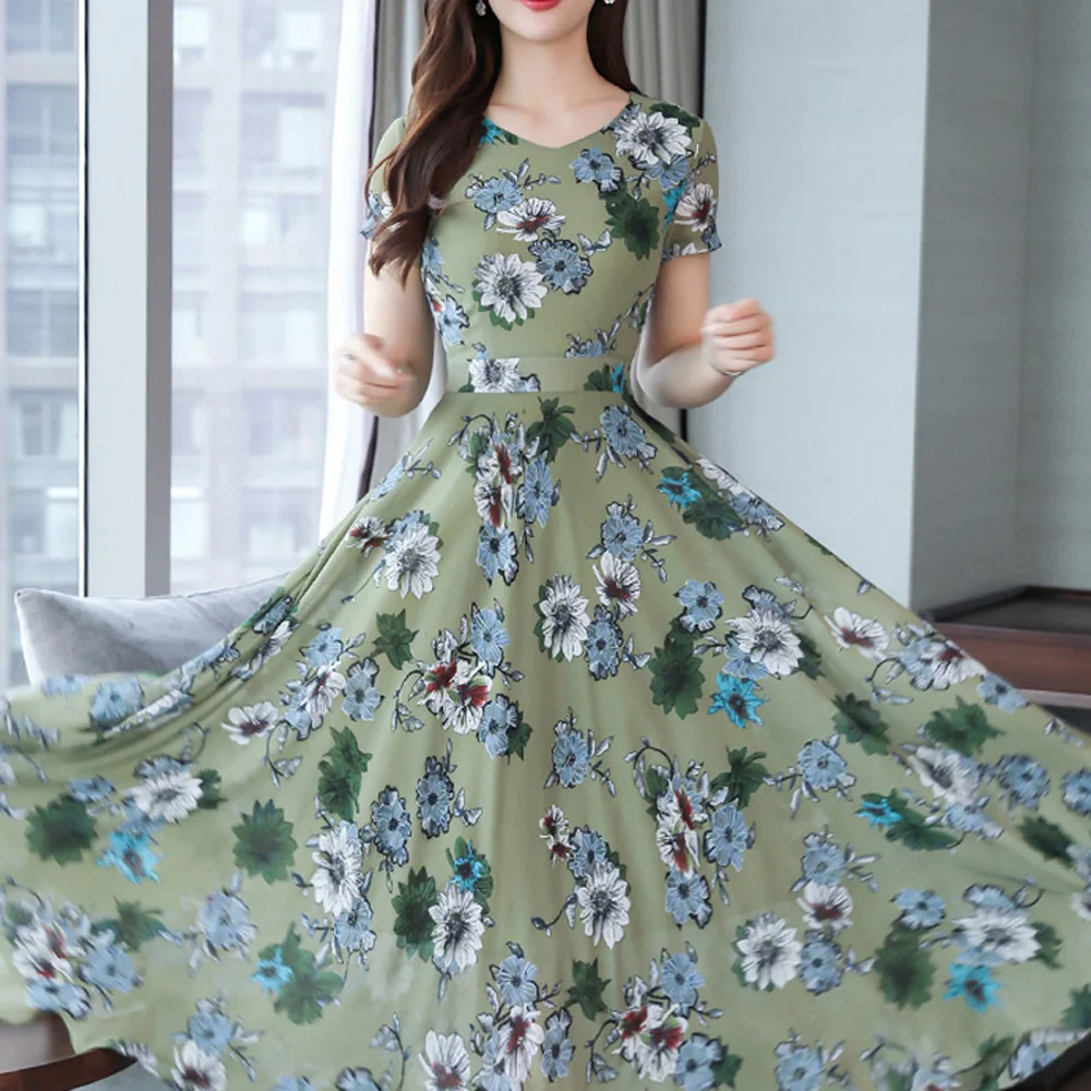 Женское платье женские вечерние летнее миди с цветочным принтом для отдыха