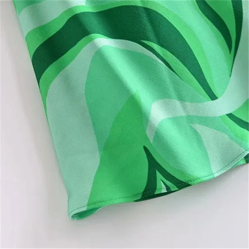

PSEEWE Za Dress Woman Green Print Short Summer Dresses 2021 Backless Sexy Slip Mini Beach Dress Women Casual Club Night Dresses