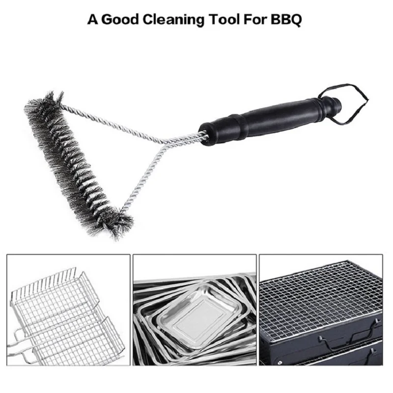 

BBQ Kitchen Accessories Stainless Steel Cleaning Brush Kit Wire Bristle Triangle Cleaning Brushes