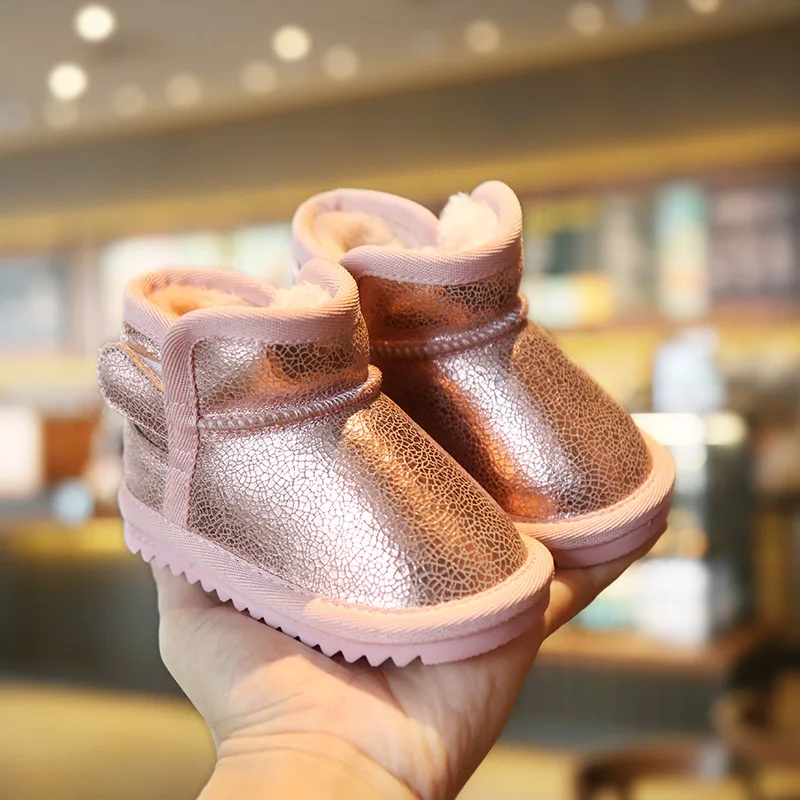 Зимние ботинки для малышей 2019 г. маленьких девочек и мальчиков теплые уличные с