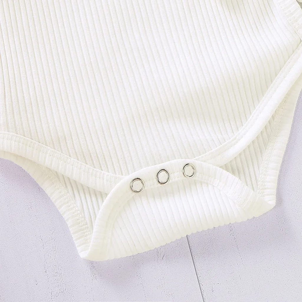 Детское осеннее боди для девочек Одноцветный комбинезон новорожденных с круглым