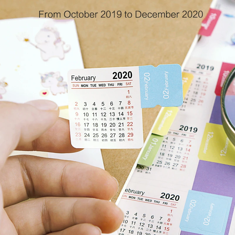 JIANWU 2019 2020 Новая цветная наклейка с календарем из мультфильма Васи украшение для