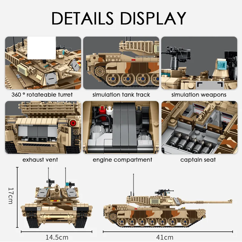 1630 шт. Военная серия M1A2 Abrams главный боевой танк строительные блоки солдат армии