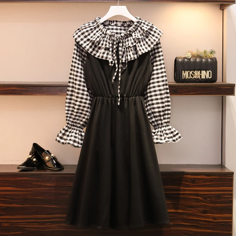 Women's Wear Fat Mm 2009 Autumn And Winter 200 Kinds Loose Cotton Chequered Shirt Kam Vest Skirt Suit |