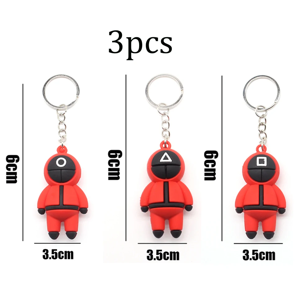 

Squid Game Mask Keychain Cosplay Costume Peripheral Props Korean Movie Same Pendant Anniversary Keychain Accessories