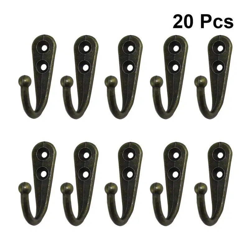 

20pcs Coat Hooks Heavy Duty Wall Mounted Hanger 2 Hole Closet Hooks for Towel Clothes(Black)