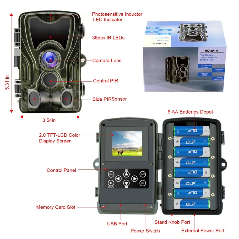 ZREN HC801A охотничья камера 16MP Trail камера ночного видения лес Водонепроницаемая дикая ловушки для фотоаппаратов камера Chasse Скауты