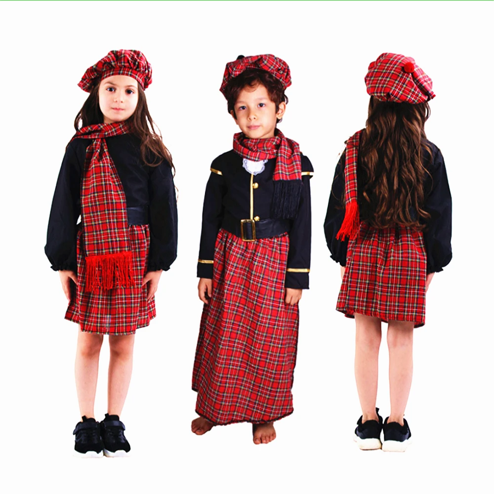 Английская школьная форма для детей костюм студенческого хора красная клетчатая