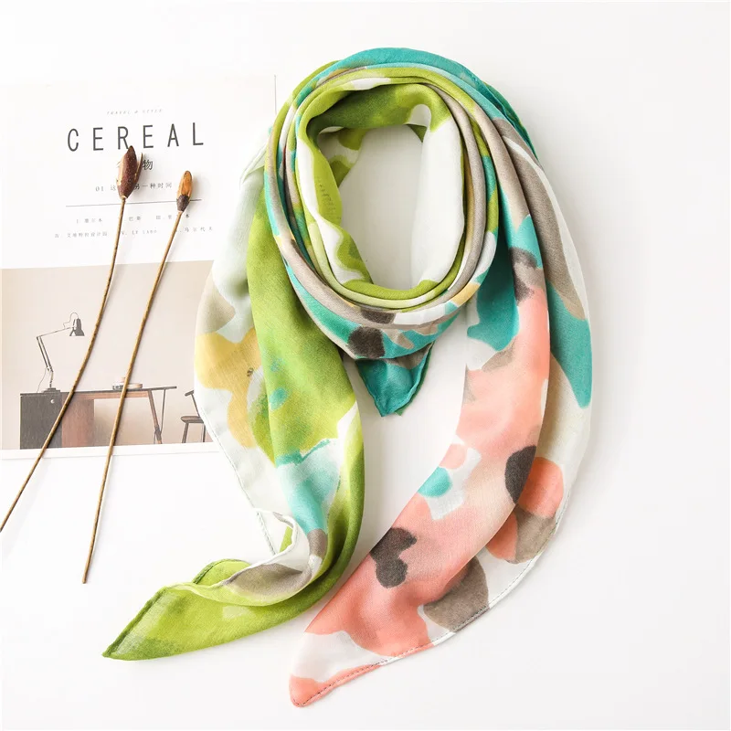 100 см яркий квадратный хлопковый платок женский шарф на шею большой хиджаб