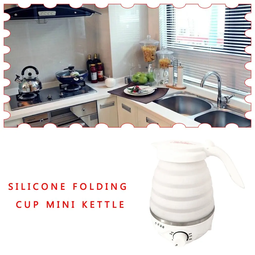 

Silicone folding cup mini kettle Portable electric kettle Intimate handle Rotary button switch Smooth water
