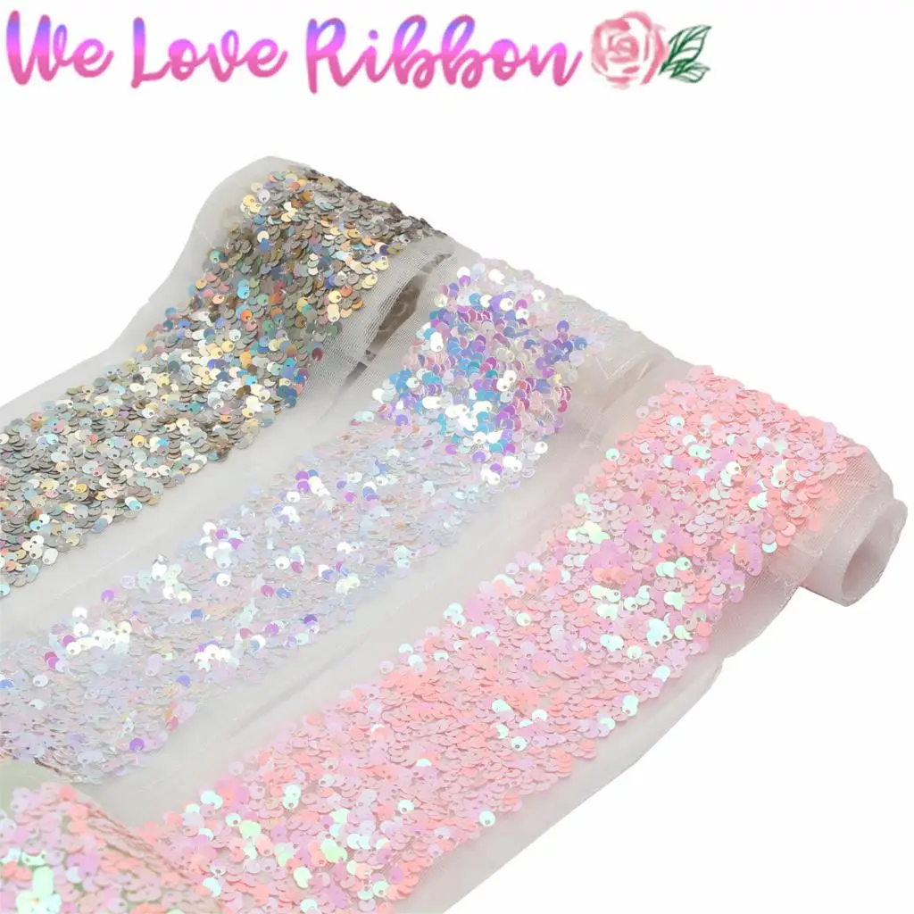 3 &quot75 мм посыпать Цветы лента с блестками (задняя сторона тюлем 9 5 см Ширина файла