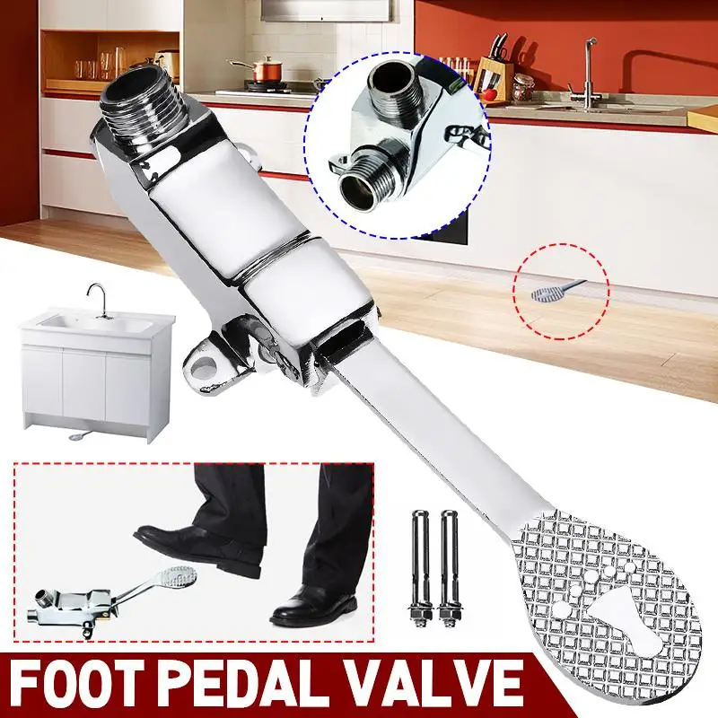 

Switch Control By Floor Foot Pedal Valves Copper Bathroom Basin Faucet Single Cold Tap Hospital Hotel Pedal Water Faucet