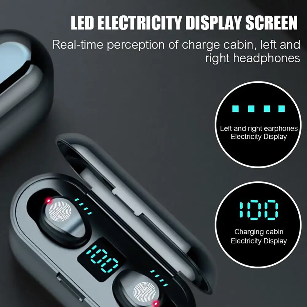 F9 TWS наушники беспроводной светодиодный дисплей Bluetooth V5.0 1200ma внешний аккумулятор