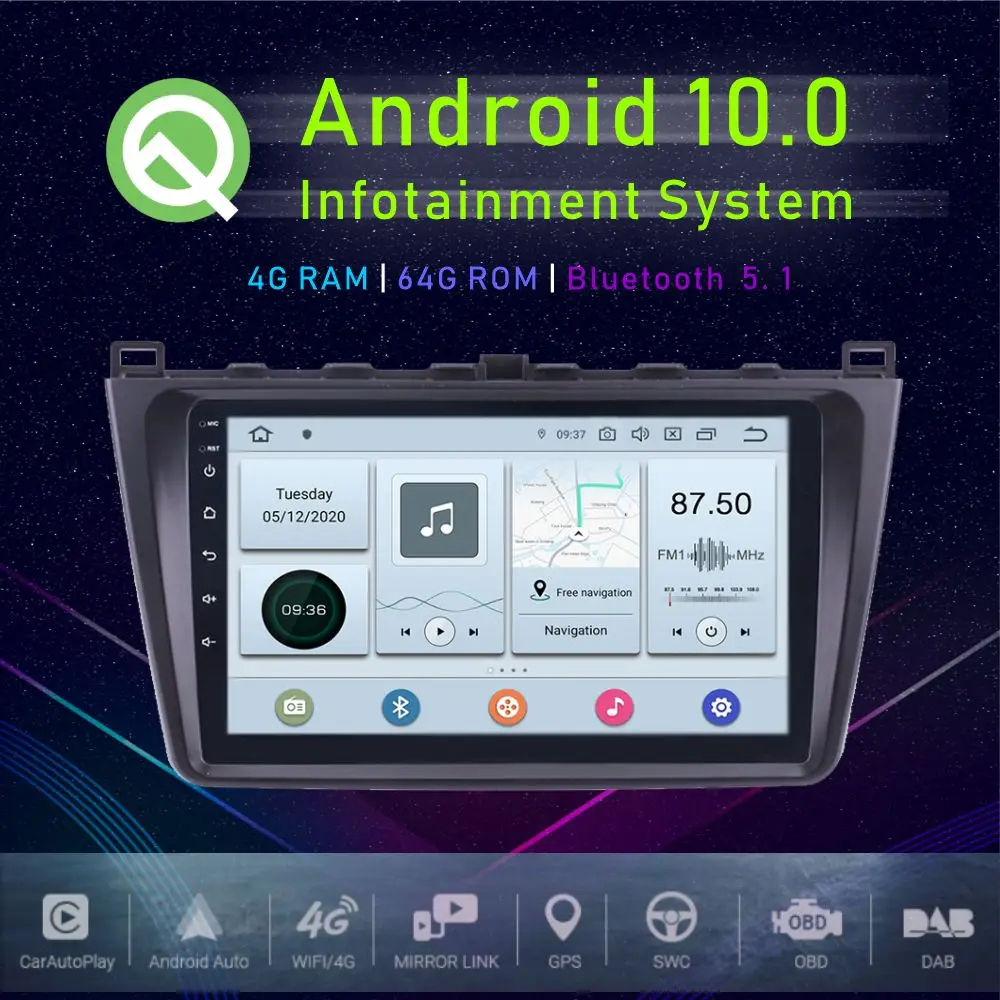 Автомобильный GPS плеер JSTMAX мультимедийный на Android 10 0 с 9 &quotэкраном для Mazda 6 2008 2009