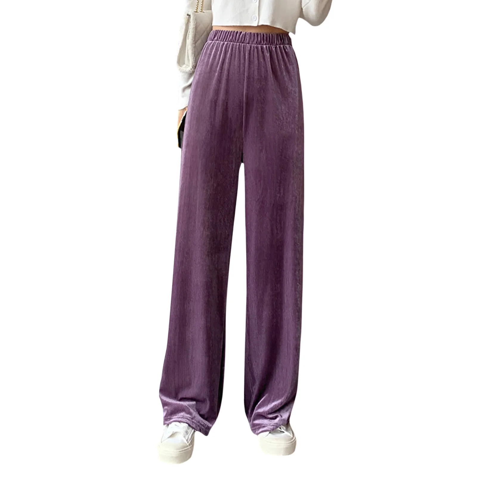 

Women's Solid Color Trousers Female Loose All-Match High Waist Wide-Leg Pants for Vacation Travelling Party Dating Holiday