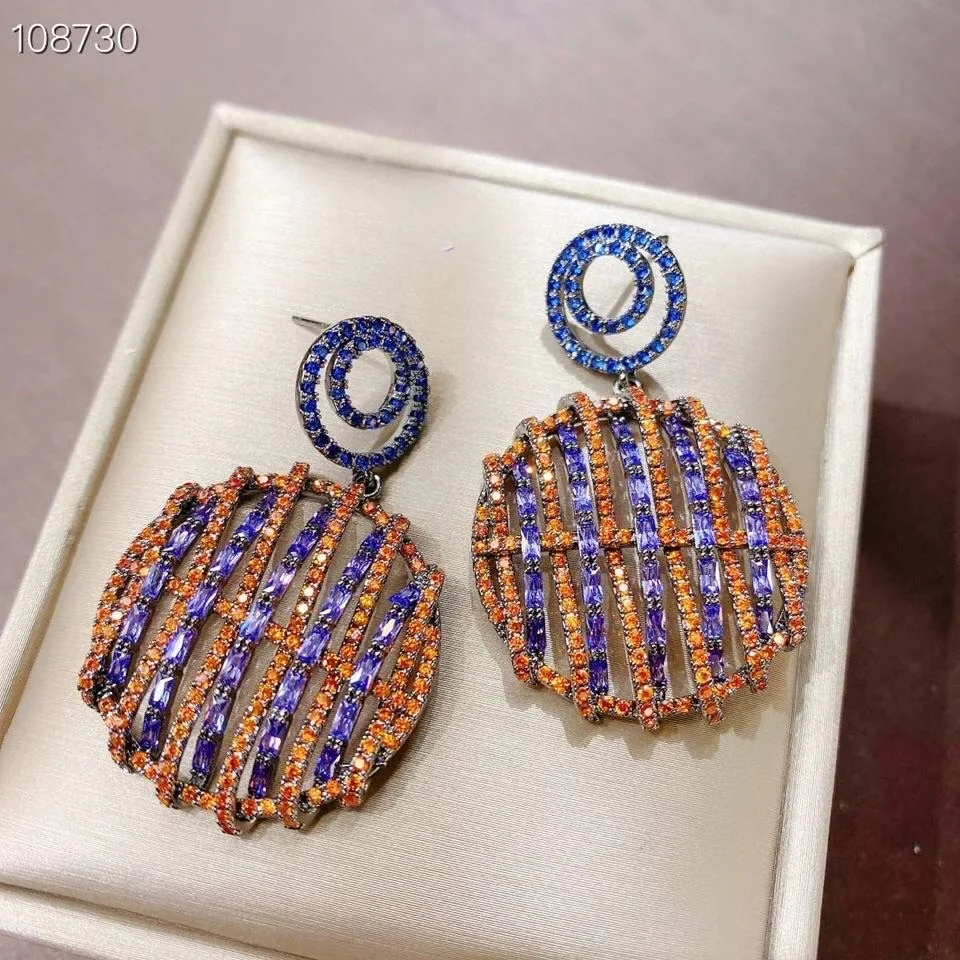 

Fashion Zirconia Geometry Earring Paved CZ Stone Handmade Jewelris for Women Anniversary Gift Summer Luxury Style