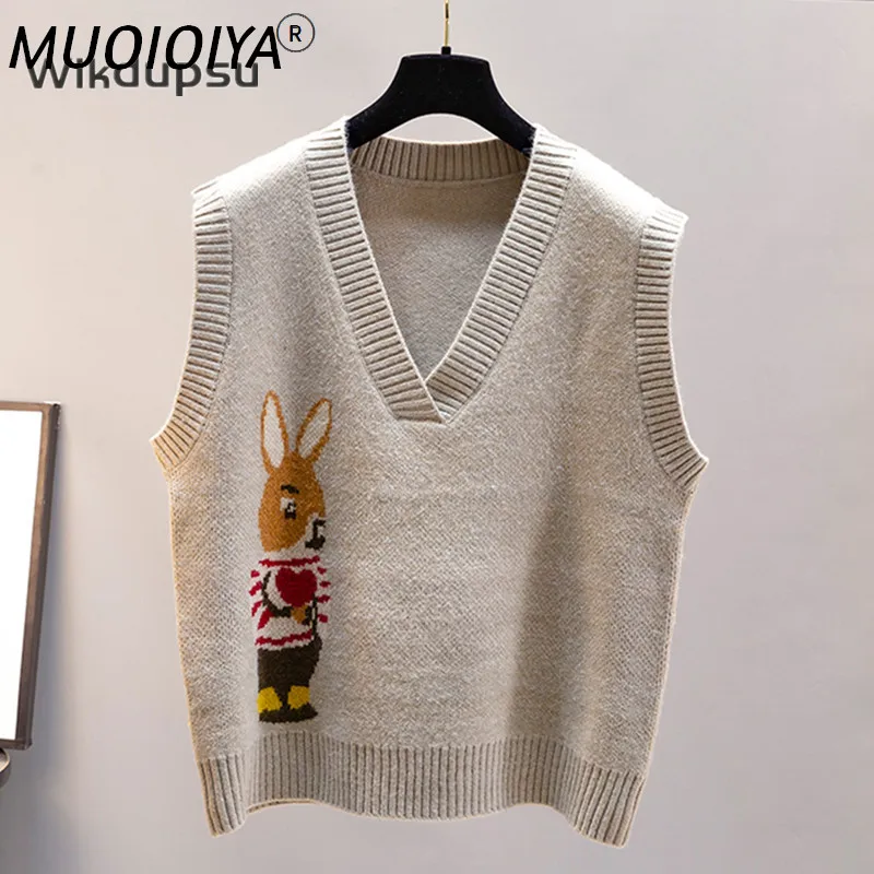 

Вязаный свитер, жилет, Женский Повседневный винтажный укороченный топ, Модный милый корейский шерстяной вязаный свитер без рукавов с V-обра...