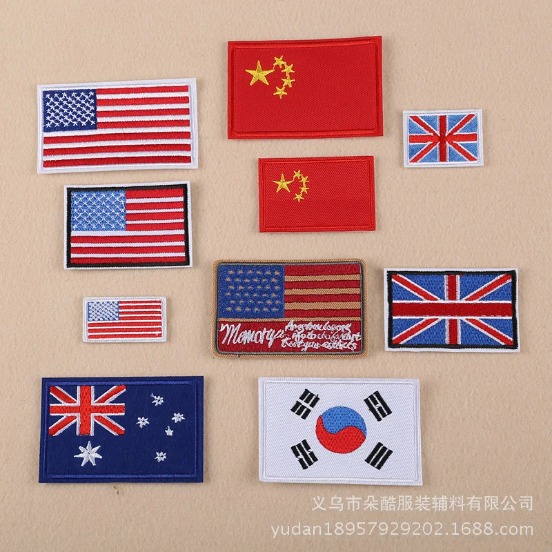 Горячие метки Одежда и аксессуары Железный значок флаг нашивки полосатая одежда