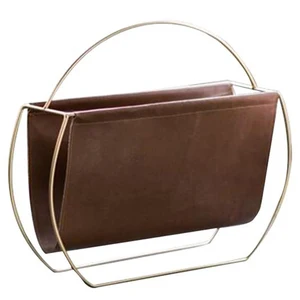 Metal Leather Magazine Newspaper Rack Handle Rack Sundries Organizer Book Storage Shelf for Home Living Room Metal Leather Magazine Newspaper Rack Handle Rack Sundries Organizer Book Storage Shelf for Home Living Room