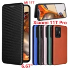 Чехол из углеродного волокна для Xiaomi 11T Pro, Магнитный чехол-книжка с подставкой и откидной крышкой, защитный кошелек для карт, чехол из искусственной кожи