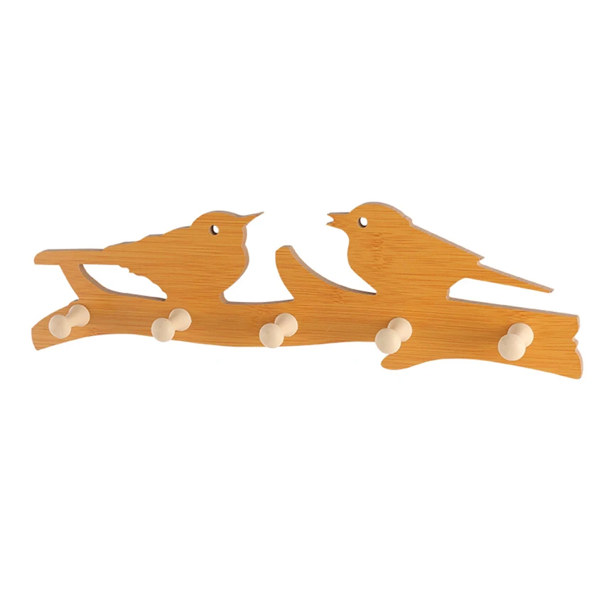 Деревянный белый любовь и крючок в виде птицы халат брелок шляпу вешалка стены