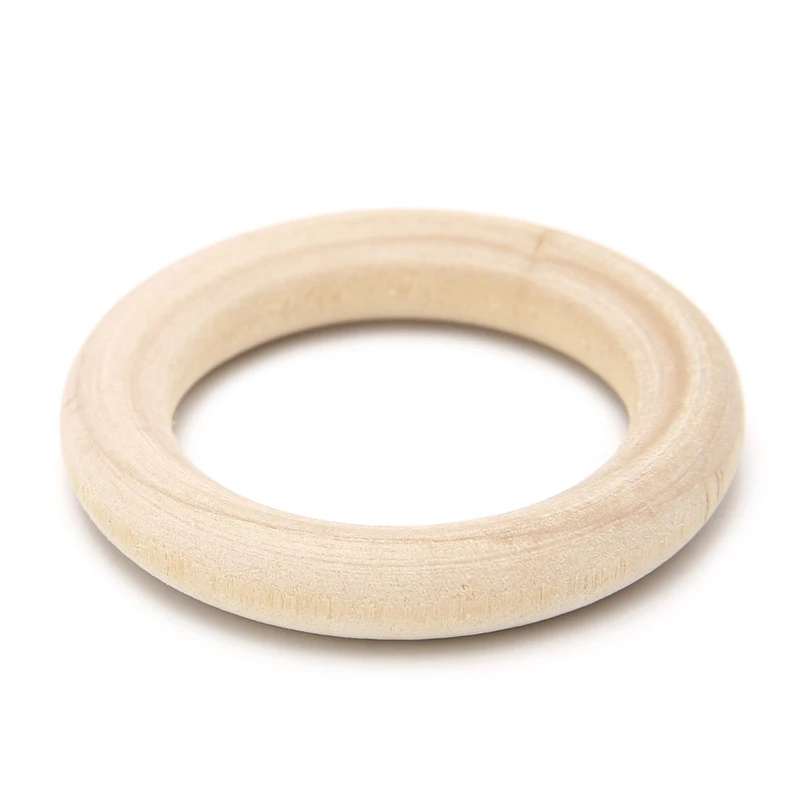 

87HC DIY Wooden Beads Connectors Circles Rings Beads Lead-Free Natural Wood