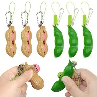 6pcs anti stress adult kids toyinfinite squeeze edamame stress relieve squeeze toys squishy decompression peas beans keychain