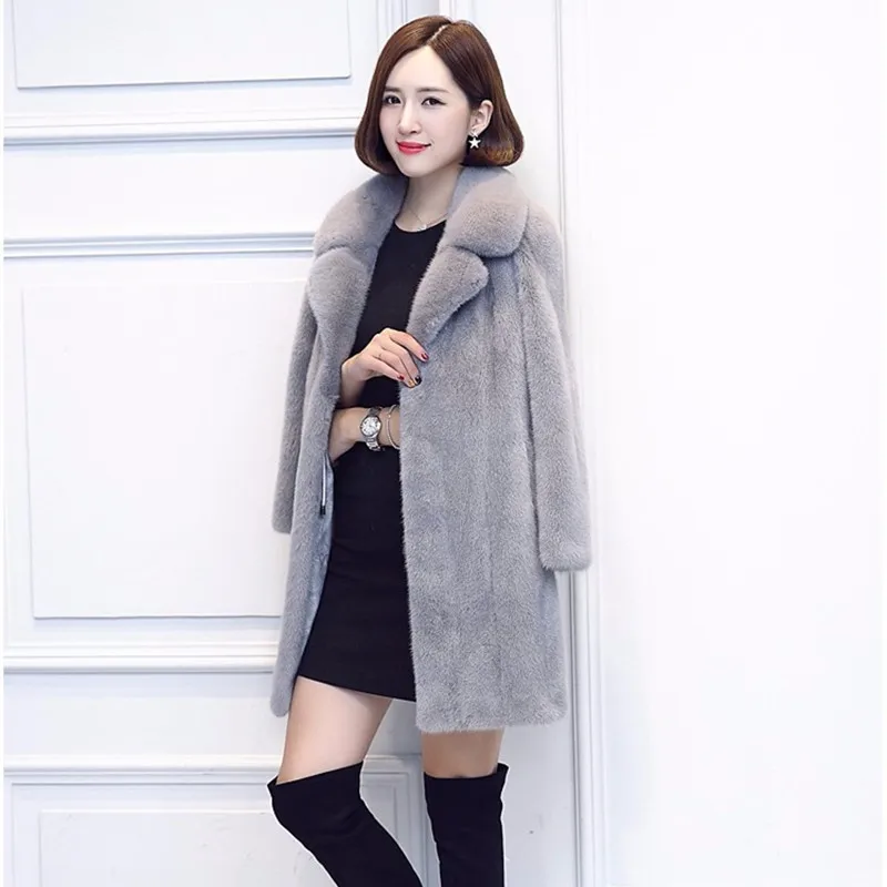 Autumn And Winter Fur Coat Women 2021 New Mid-length Thick Warm Mink Suit Temperament Ladies Jacket Faux Fur Thick Warm Slim