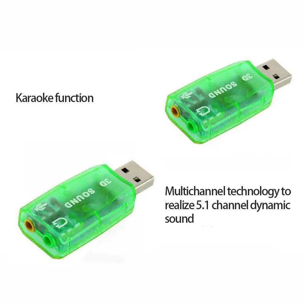 

USB 5.1 Channel External Audio Sound Card Microphone Headset Adapter Free Drive Plug And Play