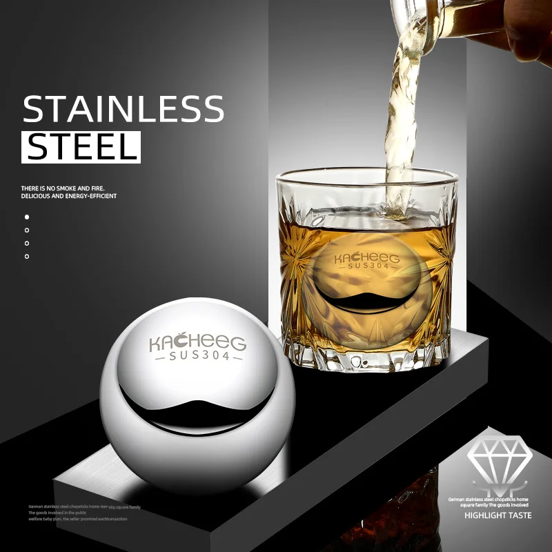 

304 Stainless Steel Ice Hockey Quick Cold Stone Whiskey Creative Metal Ice Cube Ice Mold Summer Bar Beverage Cooler