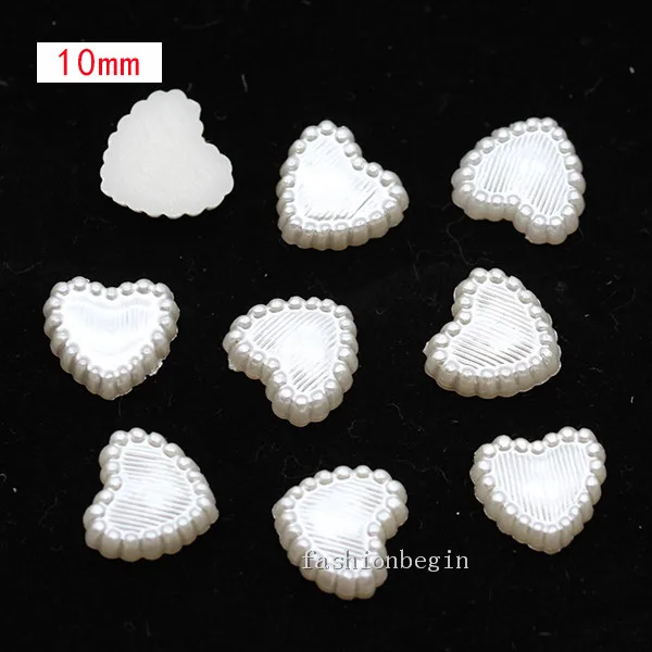 100p 10 lace heart Имитация жемчуга цвета слоновой кости для скрапбукинга, украшения для рукоделия, украшения для ногтей, изготовление свадебных открыток, сшитые бусины для одежды, разные формы - Цвет: 100p 10 lace heart