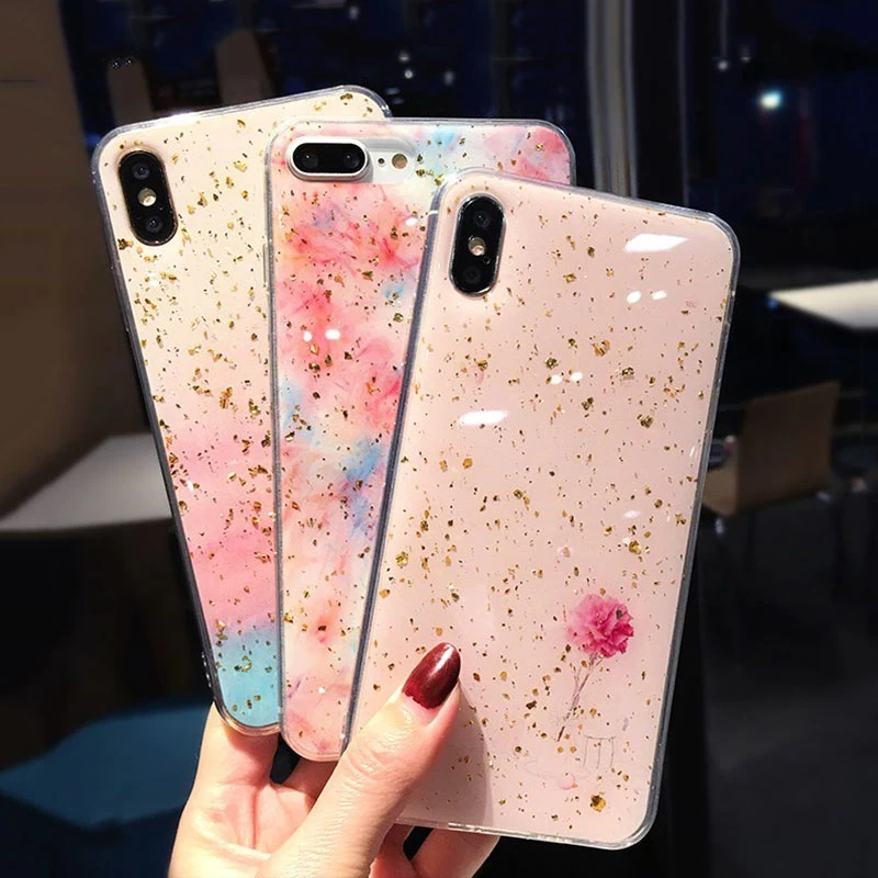 For Iphone 11 Pro Max Flower Transparent Floral Phone Case XR XS 6 6s 7 8 Plus soft Silicone Cover Gradient |