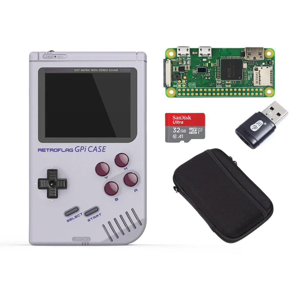 Case Zero W bag 32G Чехол Retroflag GPi для Raspberry Pi Zero или Zero W с безопасным выключением портативной игровой консоли, Предустановленная 7000+ игр - Цвет: Case Zero W bag 32G