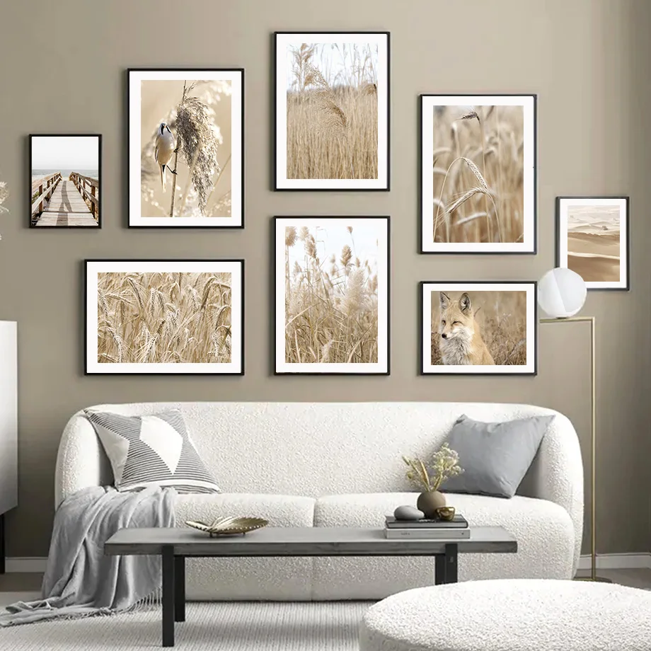 

Fox Reed Wheat Birds Desert Bridge Fall Wall Art Canvas Painting Nordic Posters And Prints Wall Pictures For Living Room Decor