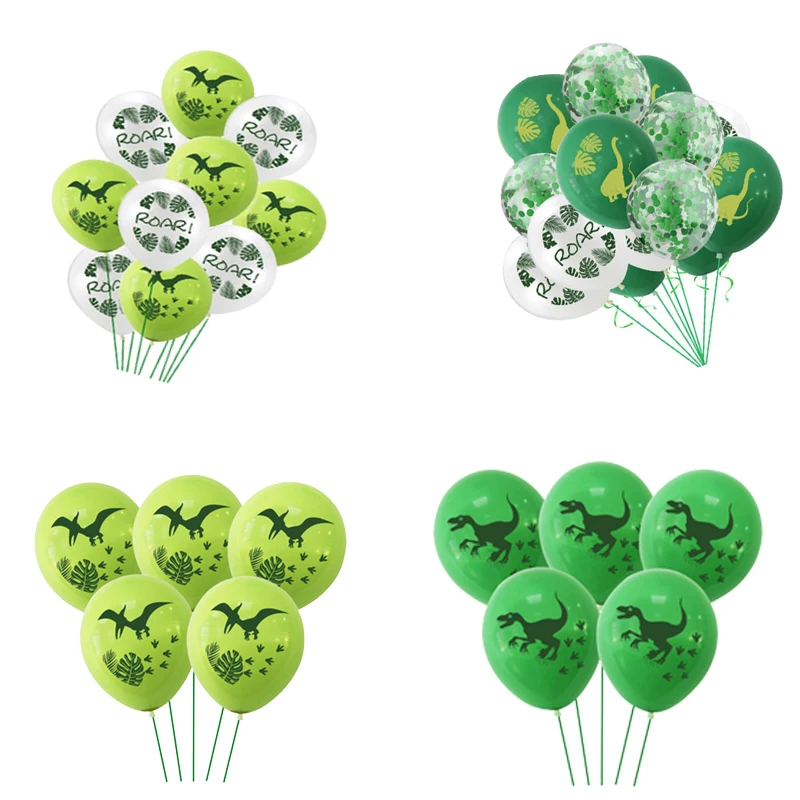 12 дюймов с блестками зеленого цвета принтом динозавра латексных воздушных шаров