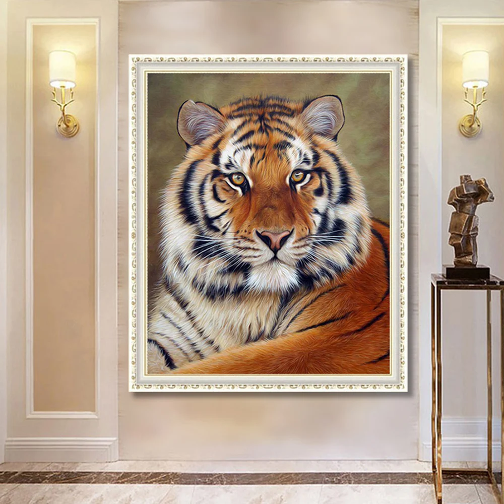 Алмазная живопись 5D Тигр вышивка крестиком Алмазное искусство 3D украшение для