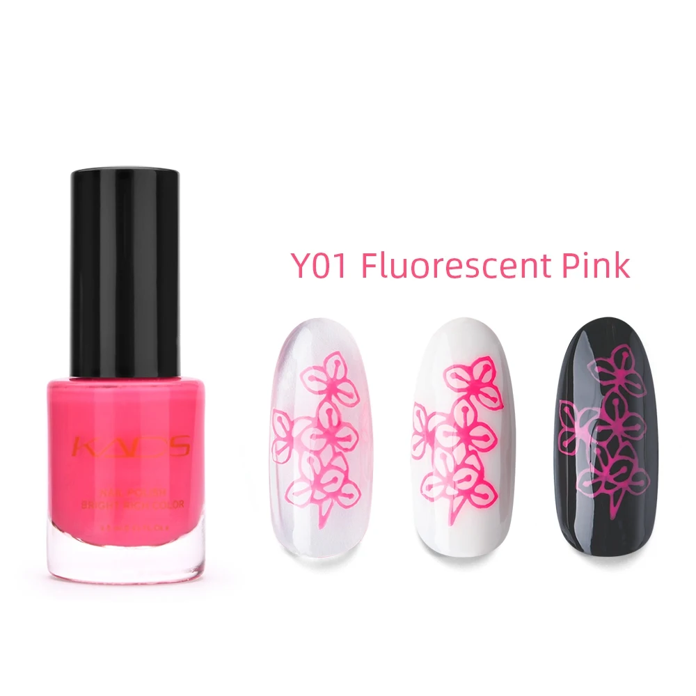 Y01 Fluorescence KADS, новинка, 9,5 мл, два в одном, лак для ногтей, тиснение, чистый цвет, флуоресценция, жемчуг, лак для ногтей, для тиснения, лак для ногтей - Цвет: Y01 Fluorescence