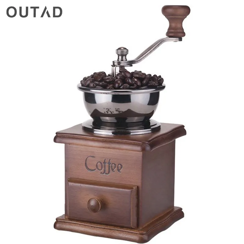 

Wood Manual Coffee Grinder Hand Coffee Beans Grinding Machine, Hand Coffee Burr Mill Manual Bean Grinder Cafe Coffee Machine