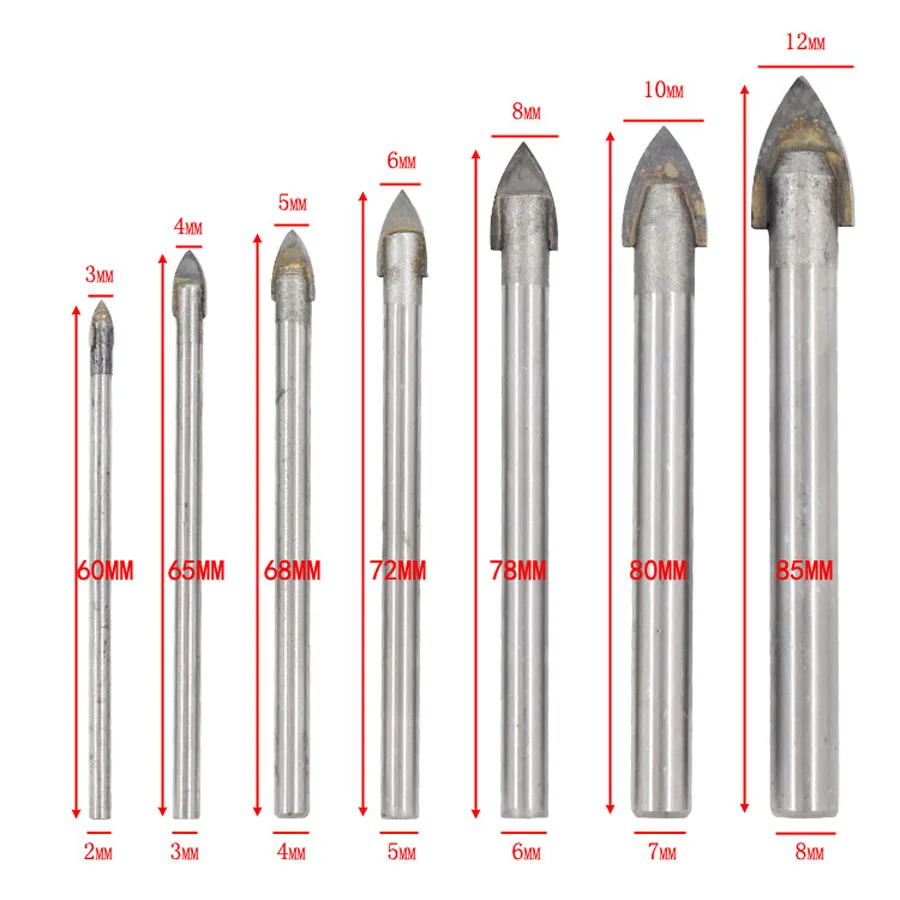 

7pcs multi-function drill bit for drilling ceramic tiles, glass concrete, metal, Cobalt steel alloy drill bit set 3-12mm