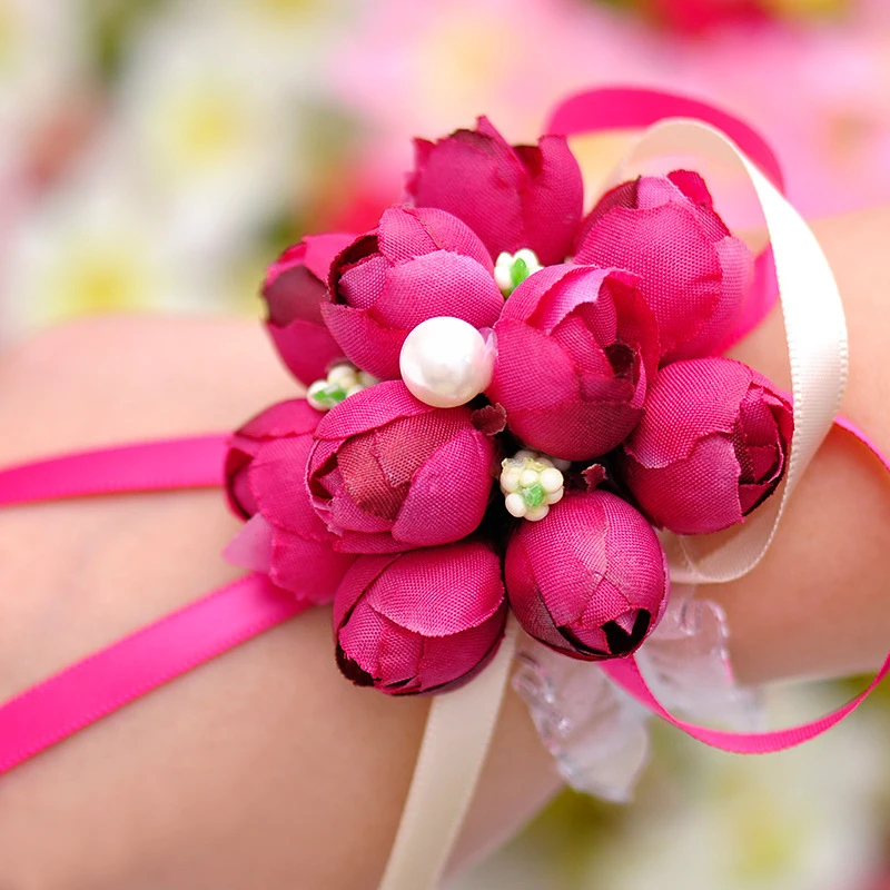 Женский браслет с цветами на запястье для подружки невесты |