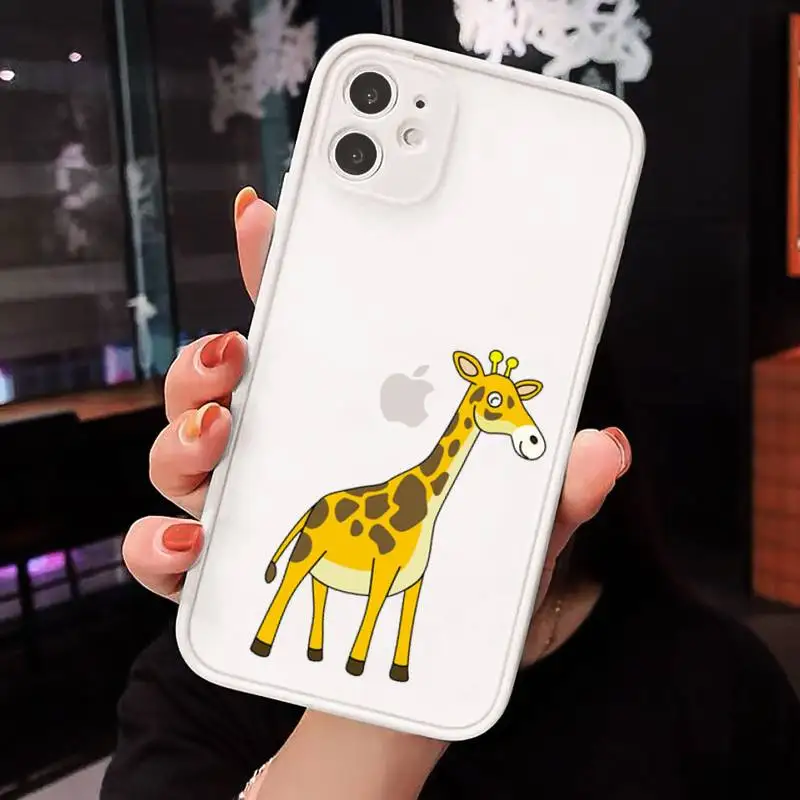 

giraffe cute cartoon animal Phone Cases matte transparent For iphone 7 8 11 12 plus mini x xs xr pro max cover