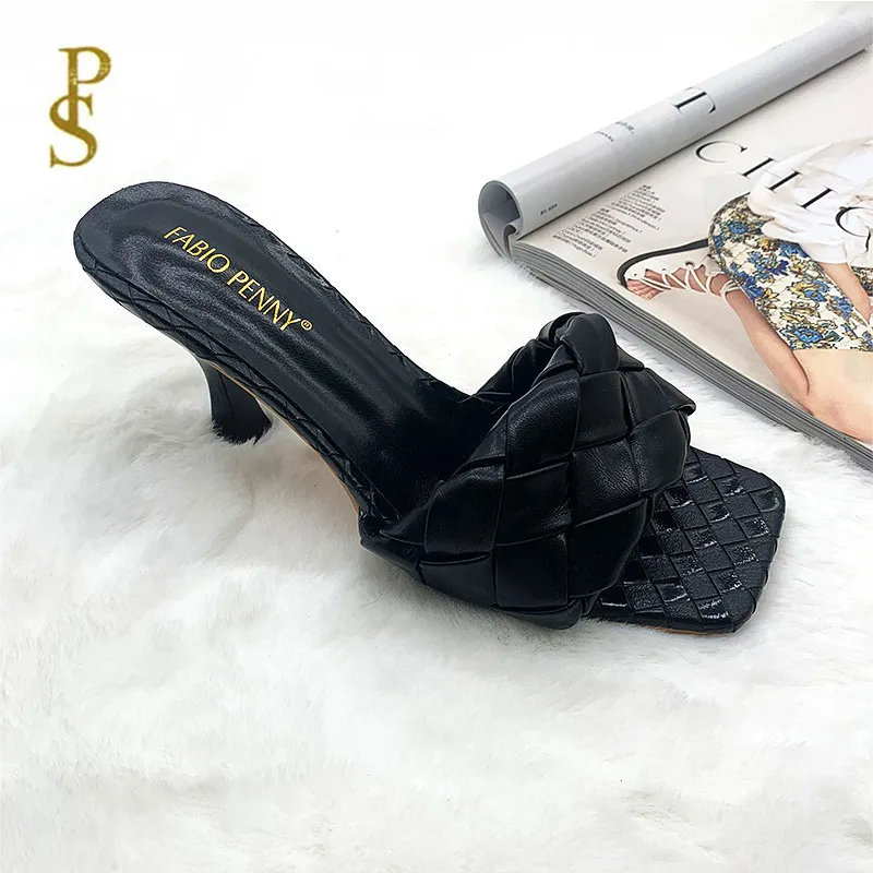 

Elegant stiletto heels shoes for ladies PU woven women's shoes