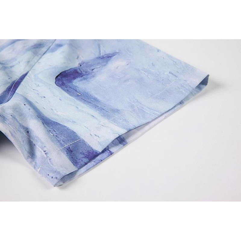 

Casual Korean Blouses Tops Women Short Sleeve 2021 Summer Lapel Cardigan Stylish Shirts Female Baggy Chic Tie Dye Blusas Mujer