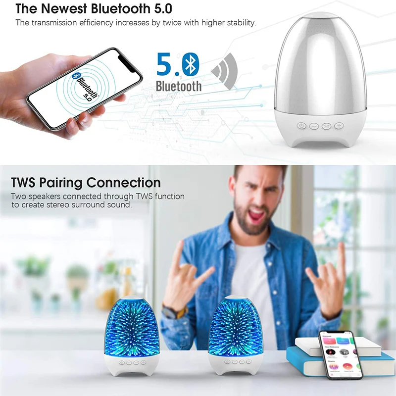 2021 New Night Light Bluetooth Speaker LED Dazzling Lights Audio Galactic Star Pattern Rechargeable Portable | Электроника