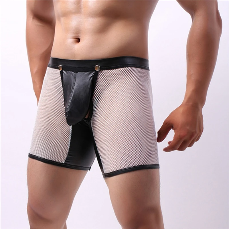 

Men'S Mesh Boxer Briefs Sexy New Hollow Underwear Translucent Low Waist Youth Opening Breathable Boxer Briefs For Male 2021