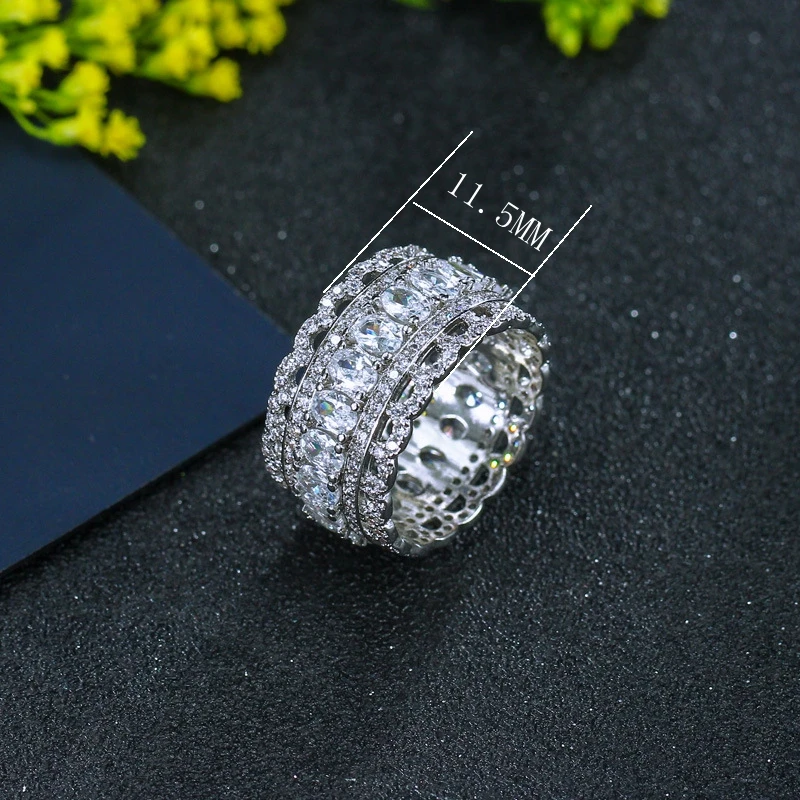 

Fashion Luxury Ring For Women Gifts Cubic Zircon Stones Female Wedding Finger Rings Silver Color Women Bridal bijoux 6,7,8 Size