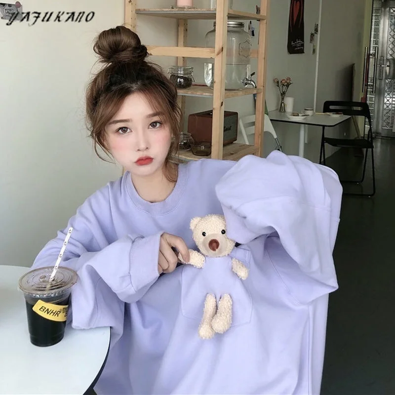 Oversized Hoodie Kawaii Cute Streetwear Women Pullovers Korean Fashion Designer Soft Girl Aesthetic Female Sweetshirts