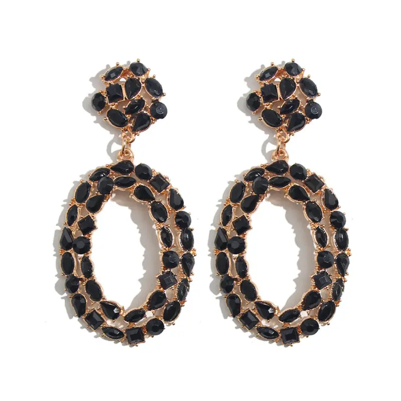 JJFOUCS роскошные стеклянные хрустальные Висячие серьги для женщин модные овальные